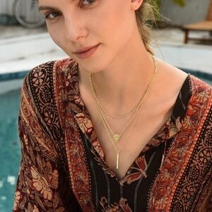 14k Gold Plated 3-Piece Triangle & Bar Layered Necklace | Dainty Minimalist Set